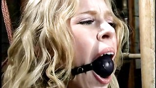 Gagged blonde forced into hardcore sex with her master