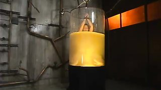 Insane water bondage game with a busty slave