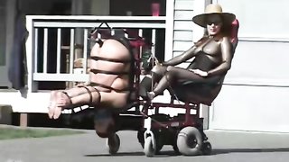 Awesome bounded babe used as sex toy by tall Domina