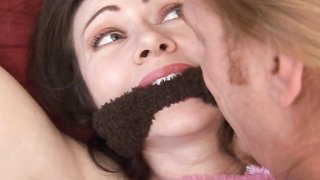 Beautiful brunette babe likes her master and his hard cock