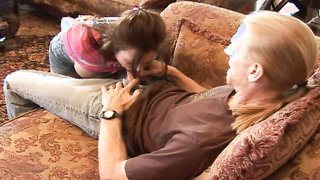 Perverted master gets sucked by big-boobed amateur wife