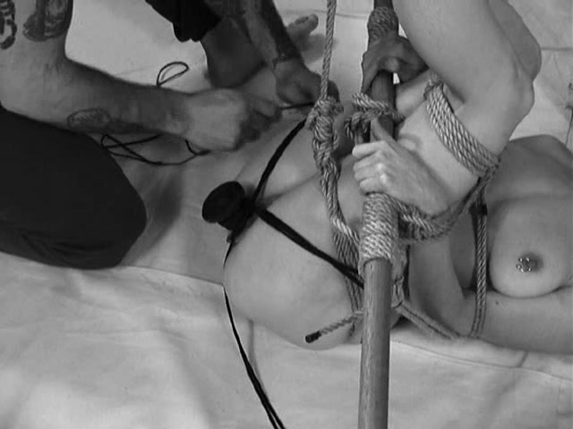 Putting a bitch down and sticking a dildo in her twat