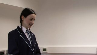 Good-looking pigtailed brunette gets passionately spanked