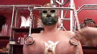 Beautiful busty babe enjoys extreme torturing with sharp objects