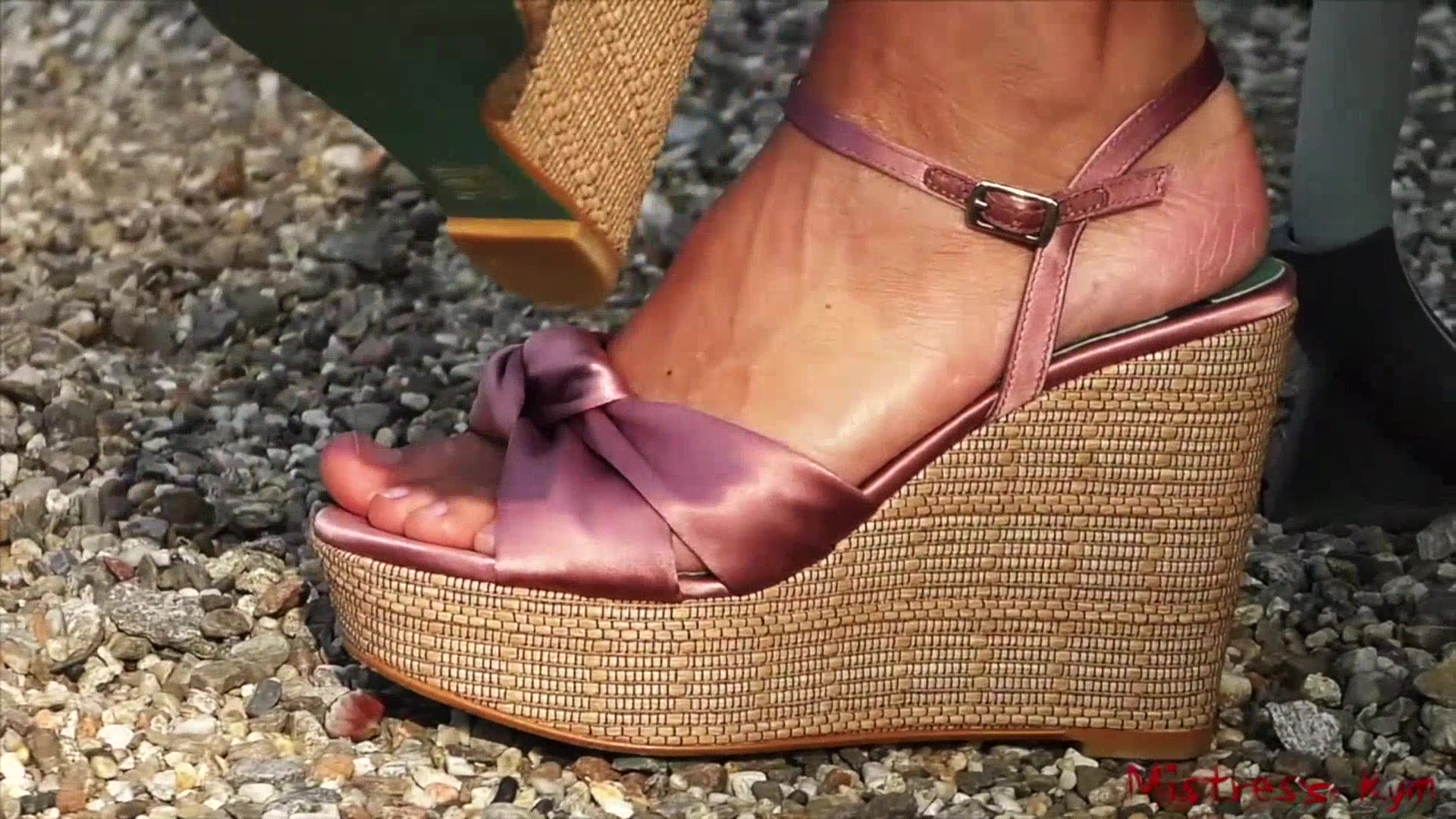 Femdom domina walking in pink sandals