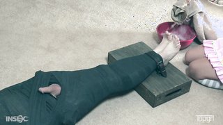 TopGrl Cock Balls Torture BDSM action with a mummified male and a slutty young Domina