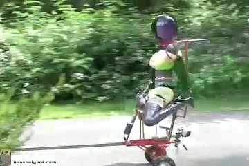 Slut gets machine fucked by a dildo while being driven