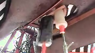 Two helpless slaves see each other's brutal torment