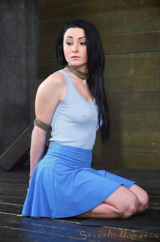 Master is gagging sub girl's mouth with his dick