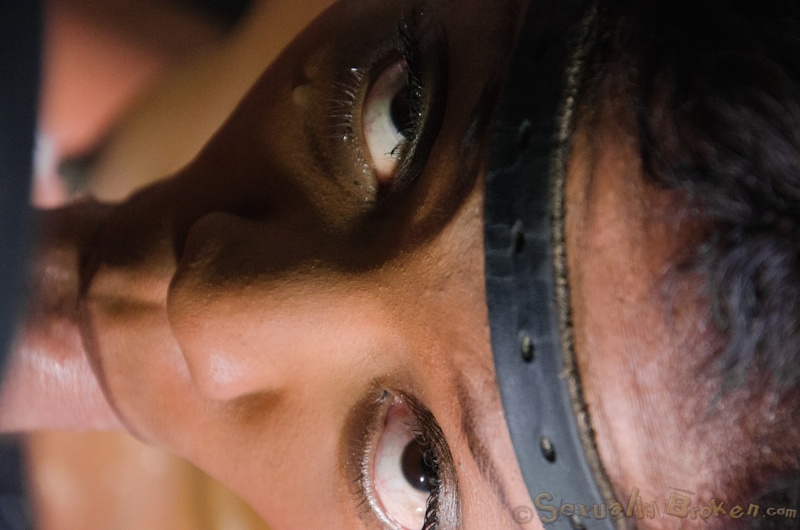 Awesome oiled ebony and a white cock in her mouth