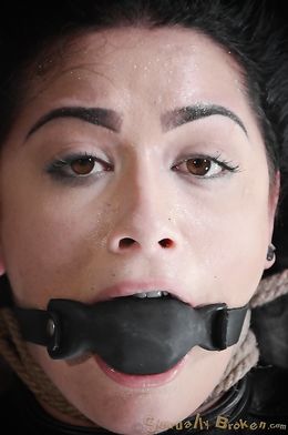 Gagged girl in leather straitjacket gets banged by BBC