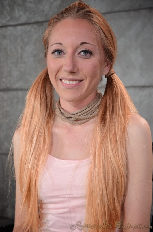 Pigtailed white teen forced into interracial oral sex