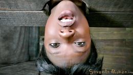 Athletic Black whore Ana Foxx mouth raped upside down