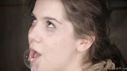 Very sloppy and deep blowjob by a blindfolded teen