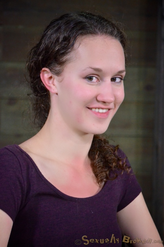 Cuffed babe with round bottom face fucked on the knees