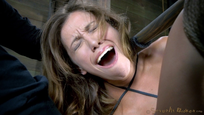 Cuffed girl is screaming during hardcore sex