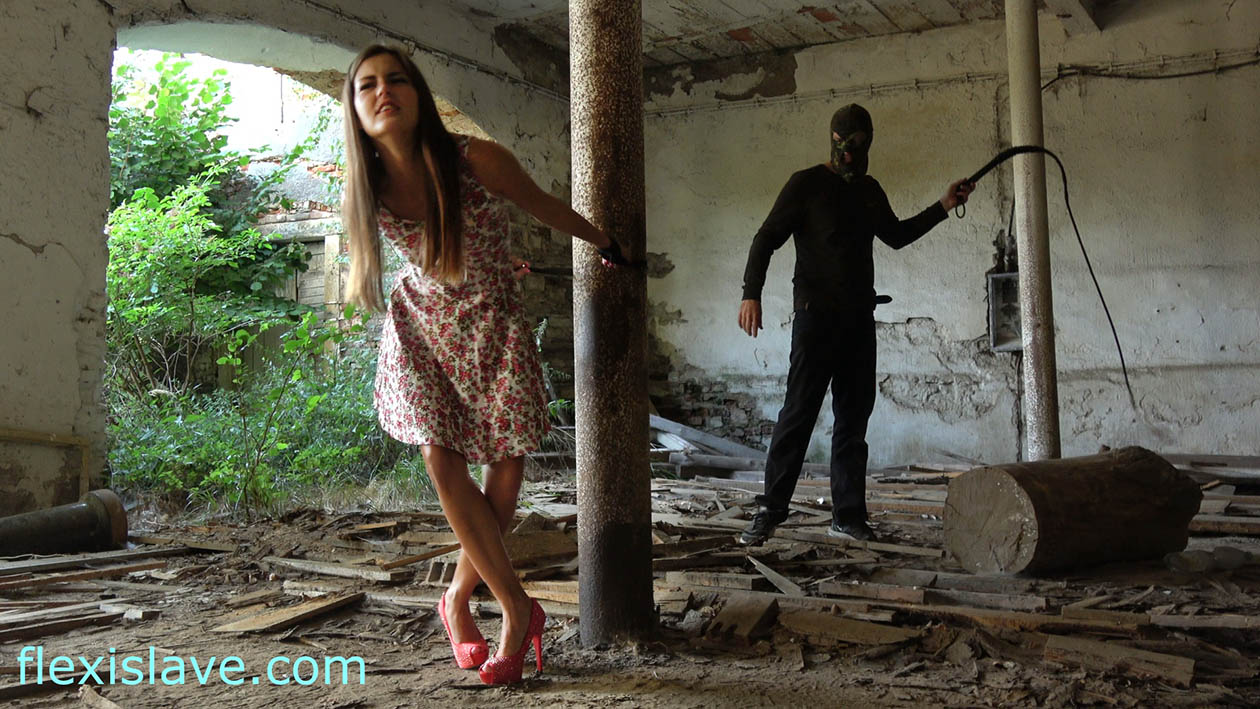 Skinny BDSM Pornstar Cindy Shine Tied up and Whipped at Run Down Location