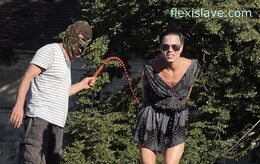 Great in shape fitness milf Alex Zothberg outdoor leg whipping