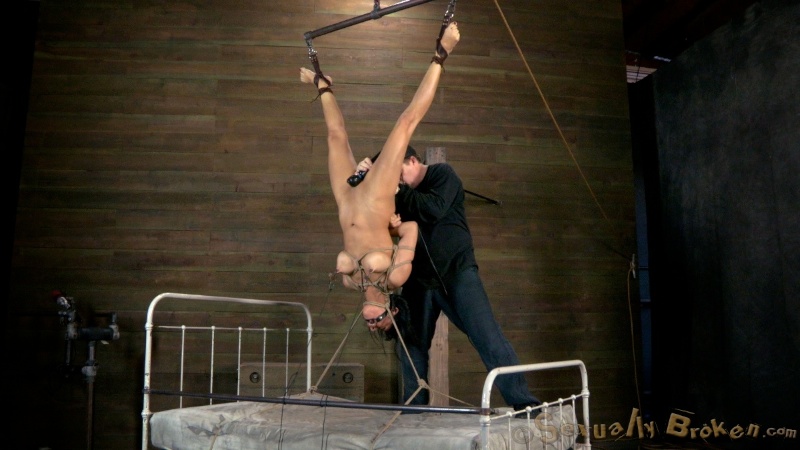 Big tit native american slut throat fucked hard while being bound