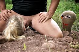 Obedient young hooker gets humiliated in the forest